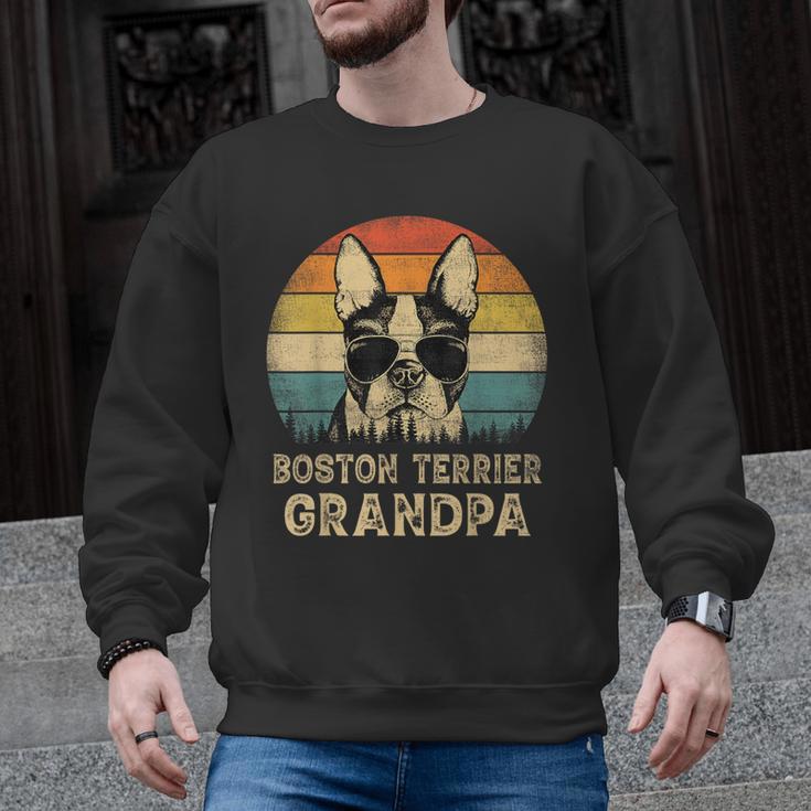 Vintage Boston Terrier Grandpa Dog Lovers Father's Day Men Graphic Sweatshirt