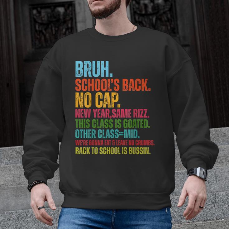 Vintage Bruh We Back No Cap Bruh We'Re Back Student Teacher Men Graphic Sweatshirt