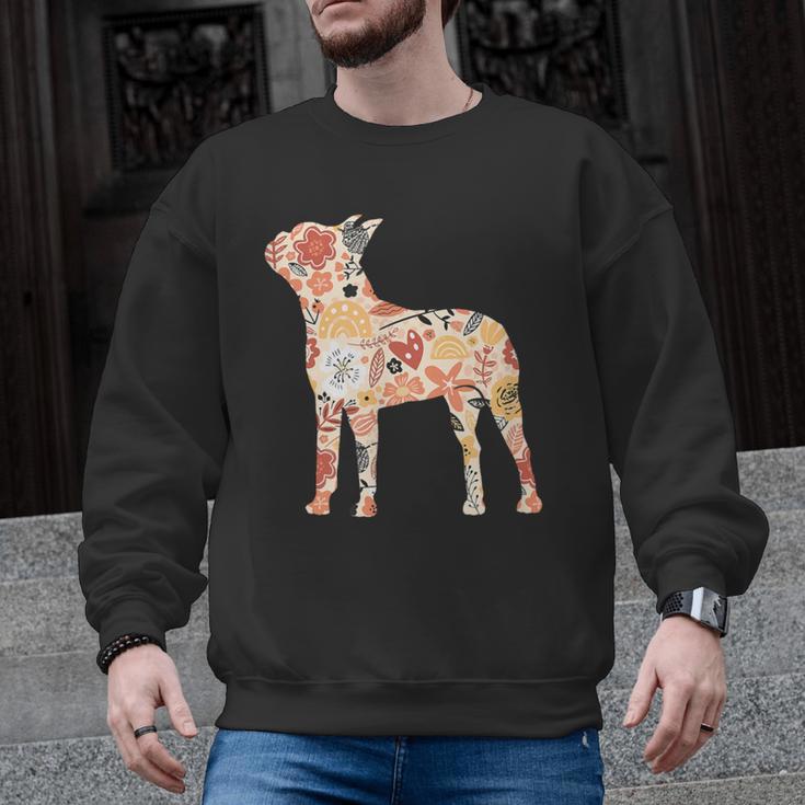 Vintage Floral Boston Terrier For Dog Lover Men Graphic Sweatshirt