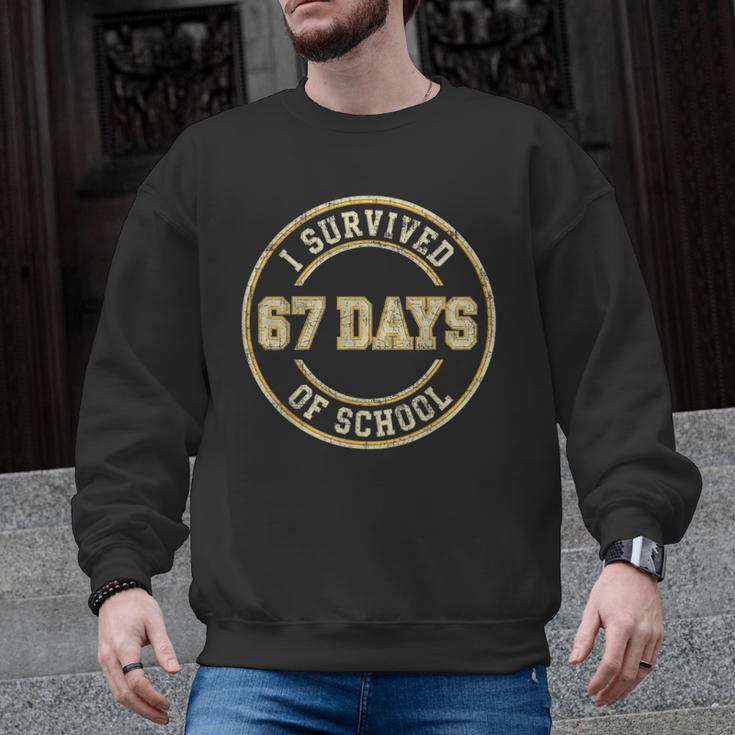 Vintage I Survived 67 Days Of School Teachers Students Men Graphic Sweatshirt