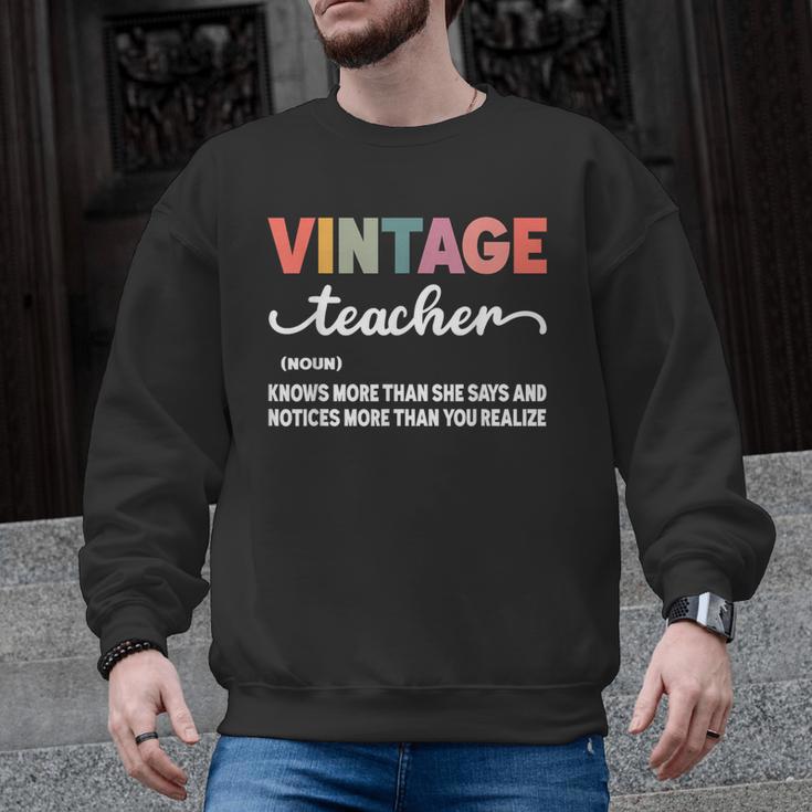 Vintage Teacher Knows More Than She Says Outfit Definition Men Graphic Sweatshirt