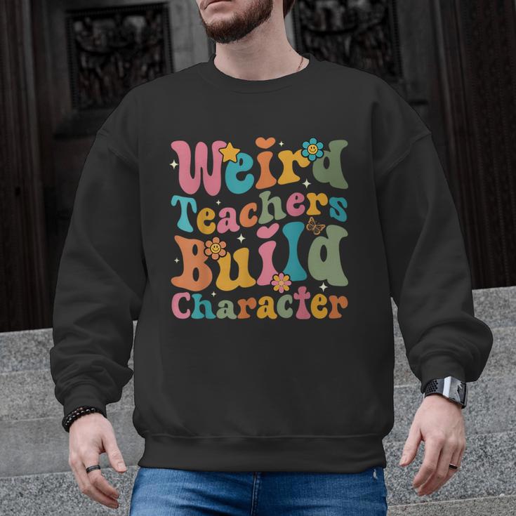 Vintage Teacher Sayings Weird Teachers Build Character For Men Women Men Graphic Sweatshirt