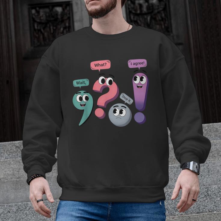 Wait What Stop It I Agree Grammar English Teacher Men Graphic Sweatshirt