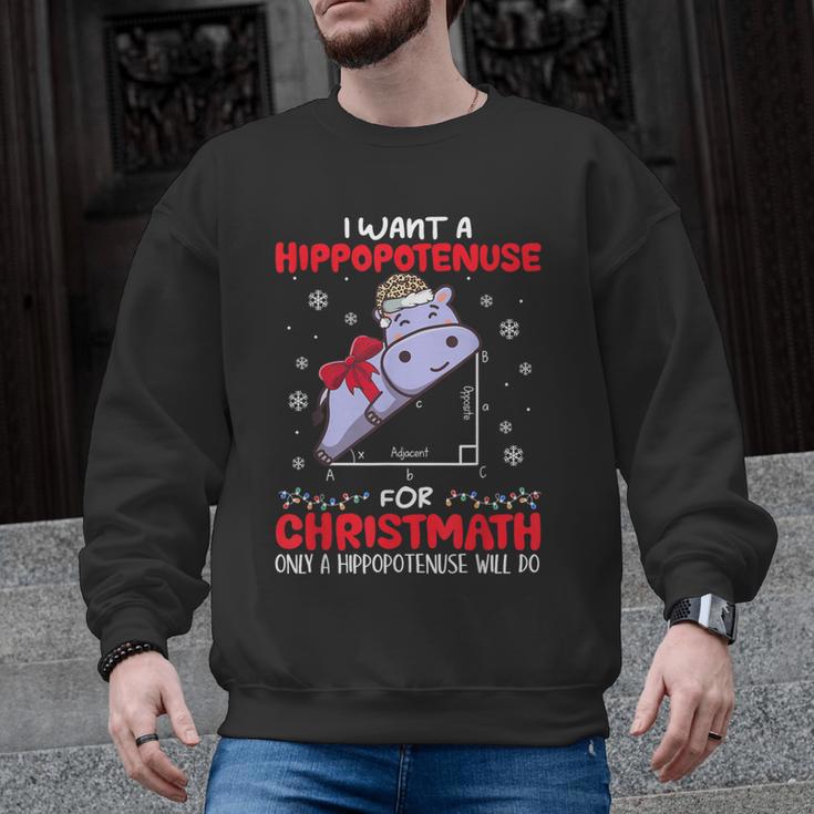 I Want A Hippopotenuse For Christmath Math Teacher Christmas Men Graphic Sweatshirt