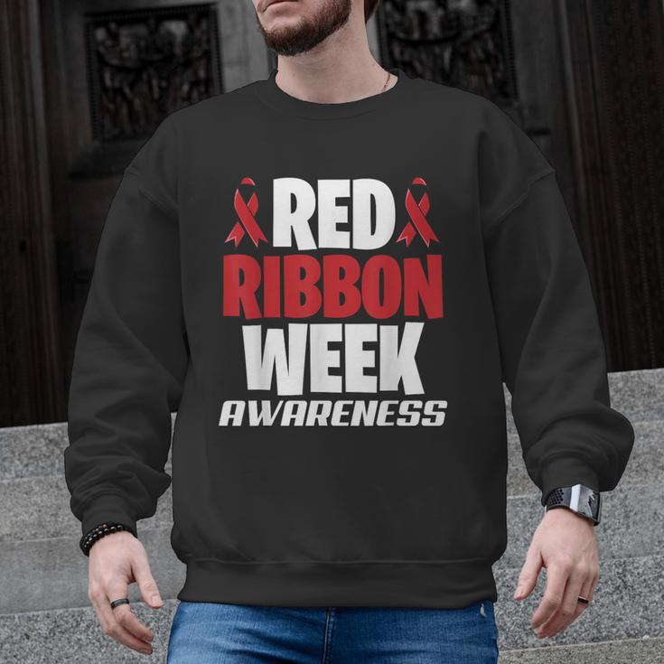 We Wear Red For Red Ribbon Week Awareness Mothers Teachers Men Graphic Sweatshirt