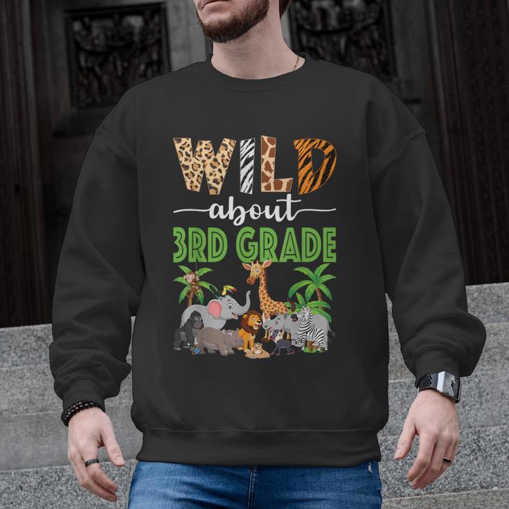 Wild About 3rd Grade Teacher Student Third Grade Zoo Safari Men Graphic Sweatshirt