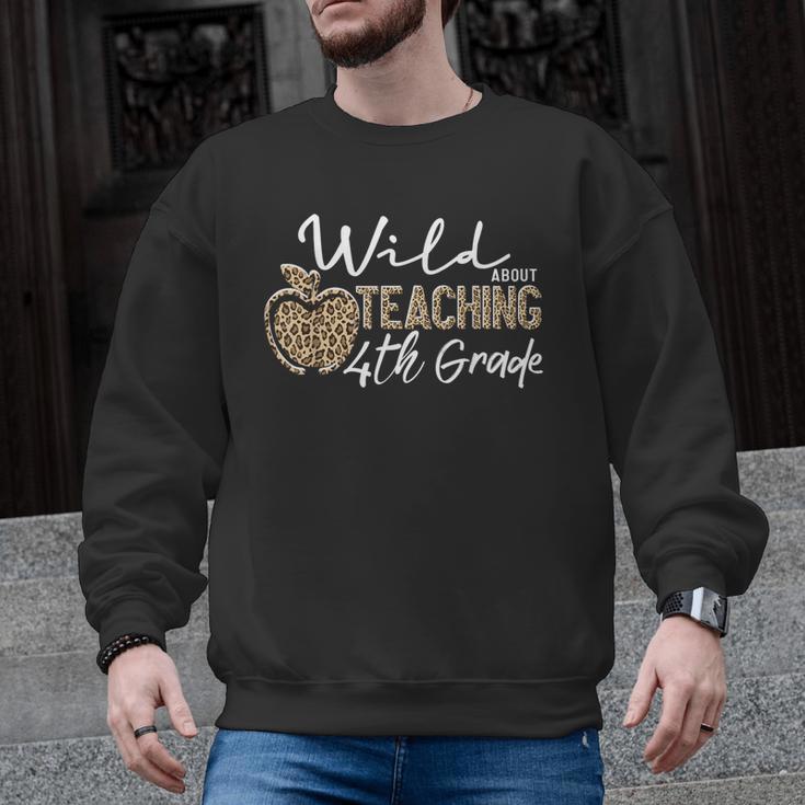 Wild About Teaching School Crew 4th Grade Teacher Squad Men Graphic Sweatshirt