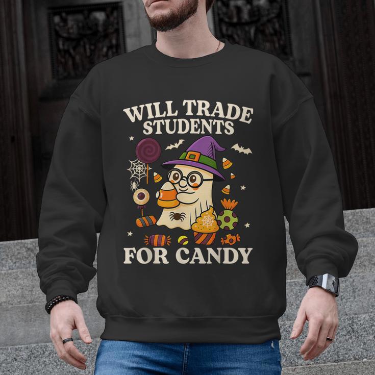 Will Trade Students For Candy Teacher Ghost Halloween Men Graphic Sweatshirt