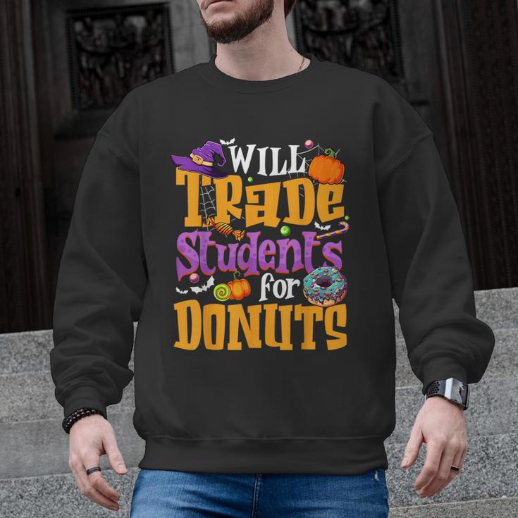 Will Trade Students For Donuts Halloween Teacher Men Graphic Sweatshirt