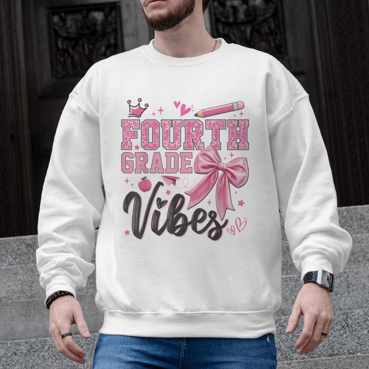 4th Fourth Grade Vibes Back To School Coquette Teacher Girl Men Graphic Sweatshirt
