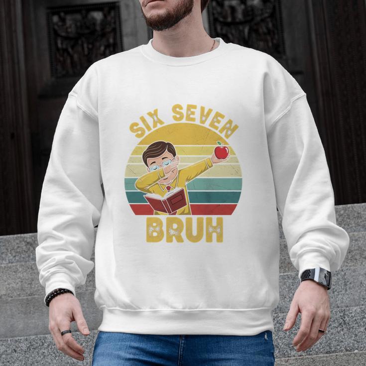 67 Meme Six Seven Bruh Retro Dabbing Teacher School Men Graphic Sweatshirt