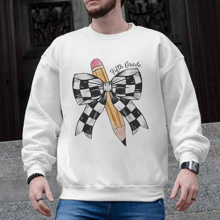 Back To School Hello Fifth Grade Teacher Coquette Pencil Bow Men Graphic Sweatshirt