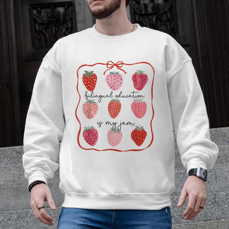 Bilingual Education Is My Jam Strawberry Spanish Teacher Men Graphic Sweatshirt