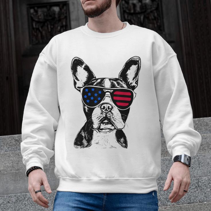 Boston Terrier Dog 4th July America USA Flag Men Women Kids Men Graphic Sweatshirt