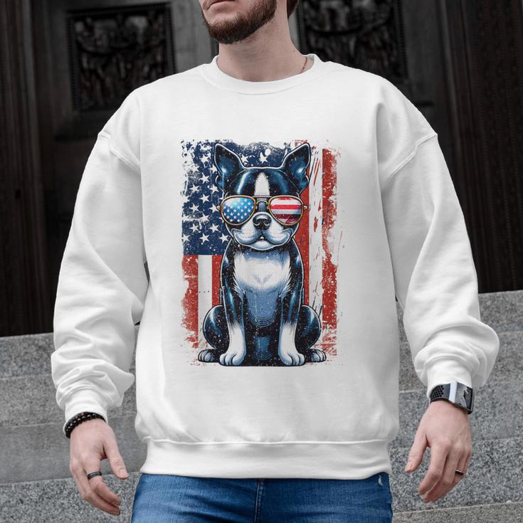 Boston Terrier Dog American USA US Flag Pets Vintage Outfit Men Graphic Sweatshirt