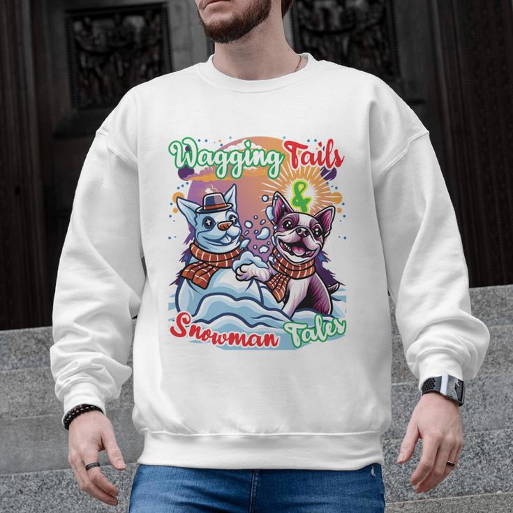 Boston Terrier Dog Christmas Snowman Winter Snow Men Graphic Sweatshirt
