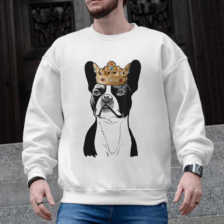 Boston Terrier Dog Wearing Crown For Men Women Girls Kids Men Graphic Sweatshirt
