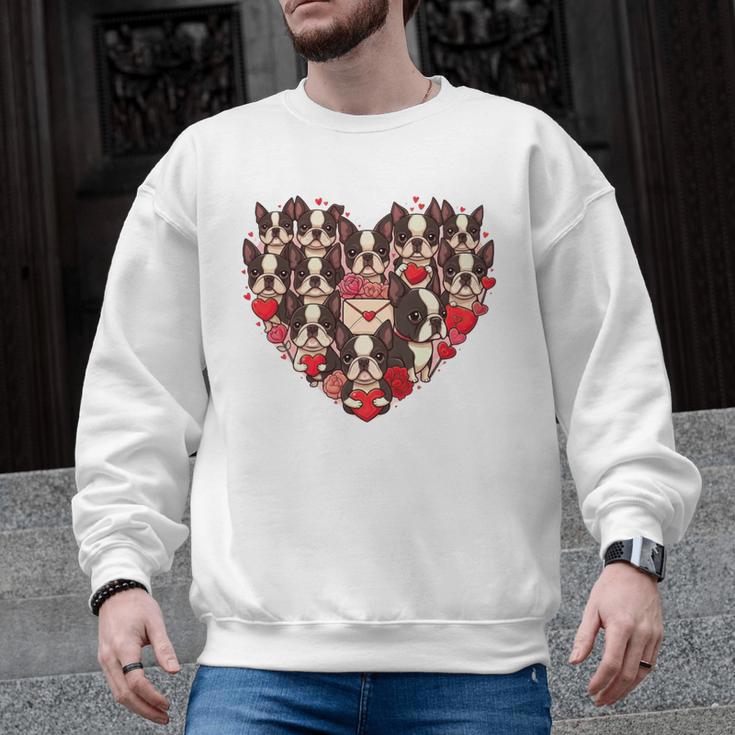 Boston Terrier Heart Valentine Boston Terrier Men Graphic Sweatshirt
