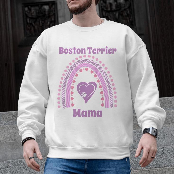 Boston Terrier Mama Cute Rainbow Paw Heart Shape Men Graphic Sweatshirt