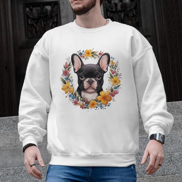 Boston Terrier Mom Floral Bostie Dog Lover Flowers Cute Men Graphic Sweatshirt