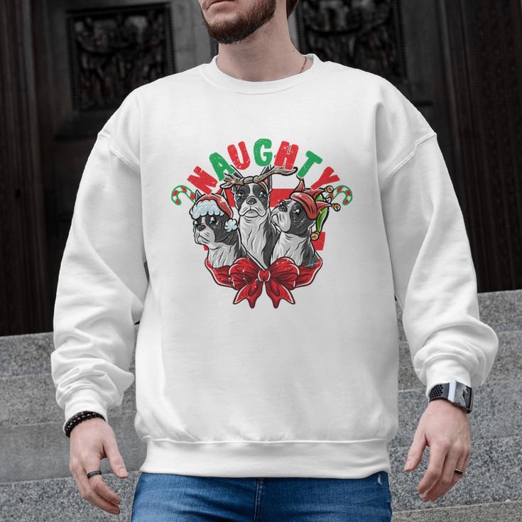 Boston Terrier Santa Claus Elf Reindeer Christmas Dog X-Mas Men Graphic Sweatshirt