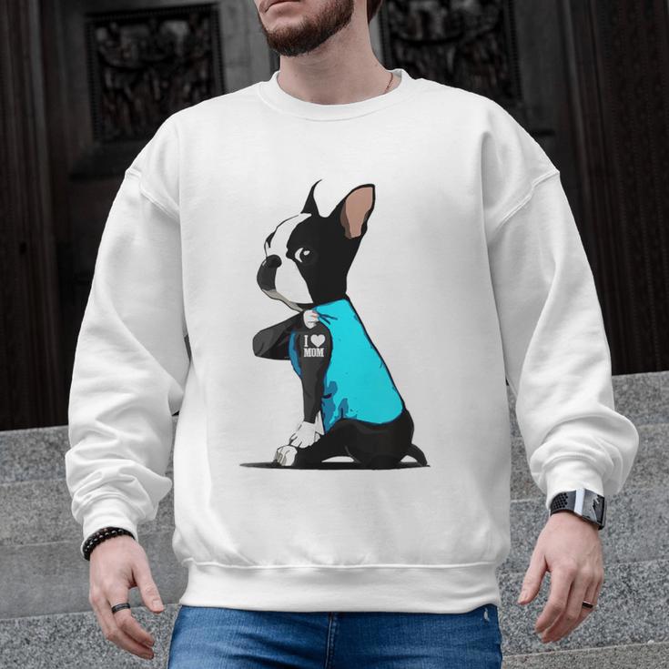 Boston Terrier Tattoos I Love Mom Men Graphic Sweatshirt