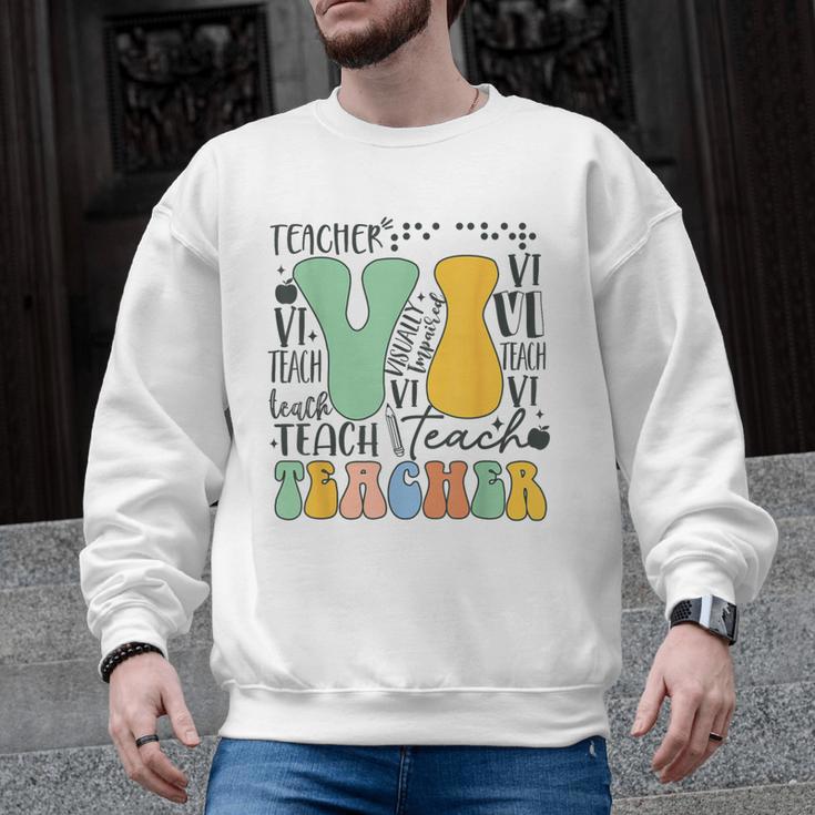 Braille Teacher Of The Visually Impaired Groovy VI Teacher Men Graphic Sweatshirt