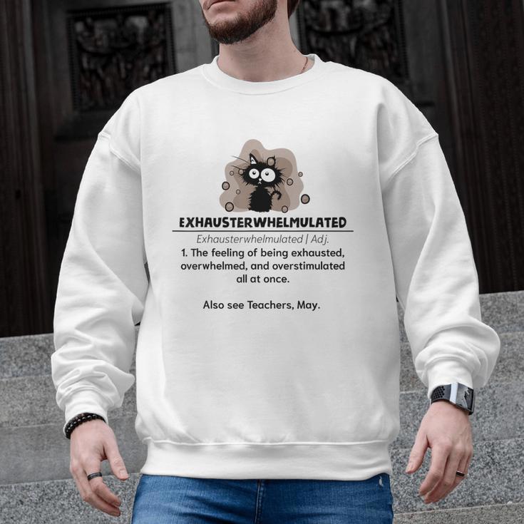 Cat Exhausted Teacher Exhausterwhelmulated Definition Men Graphic Sweatshirt