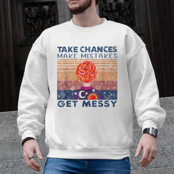 Take Chances Make Mistakes Get Messy Vintage Teacher Life Men Graphic Sweatshirt