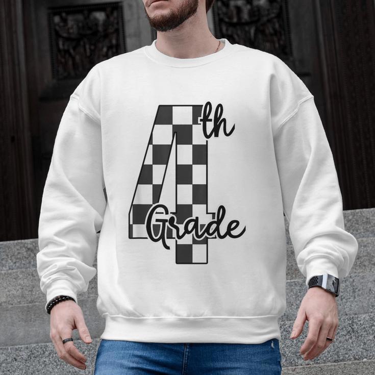 Checkered Fourth Grade Back To School Teachers Students Men Graphic Sweatshirt