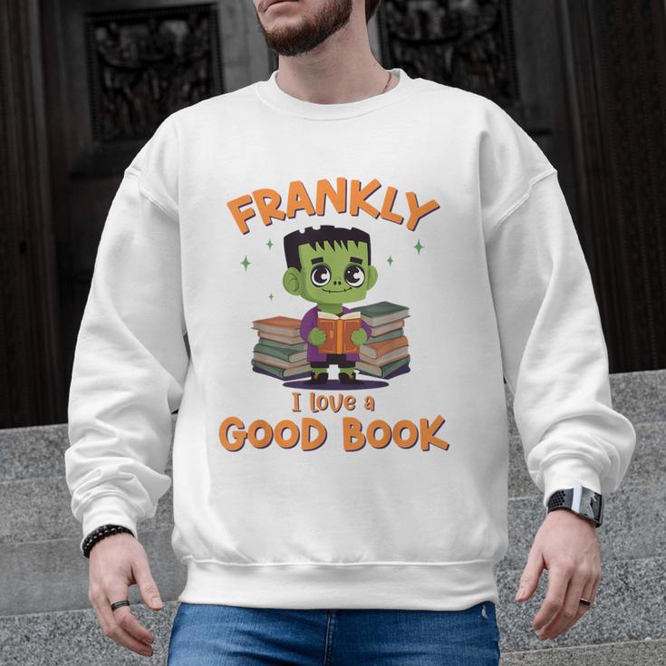 Cute Halloween Teacher Librarian Frankenstein Reading Books Men Graphic Sweatshirt