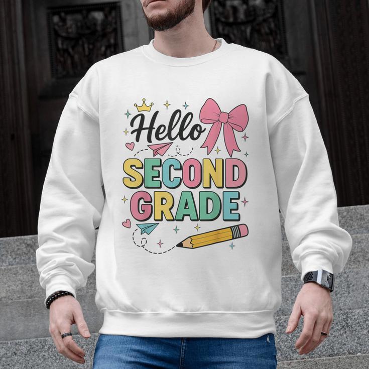 Cute Hello Second Grade Back To School Coquette Teacher Girl Men Graphic Sweatshirt