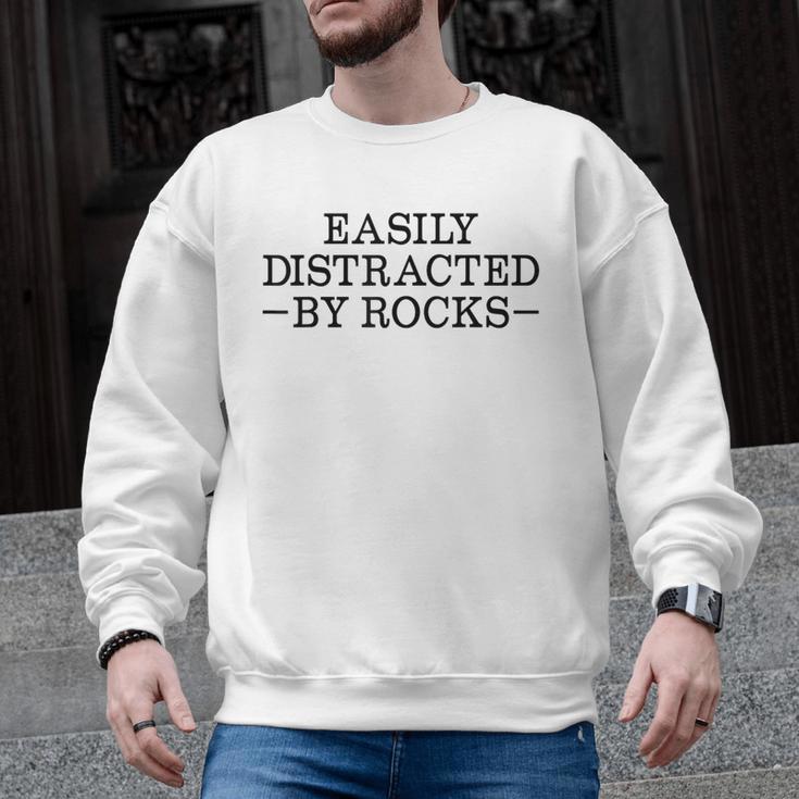 Easily Distracted By Rocks Rock Lover Geology Teacher Men Graphic Sweatshirt