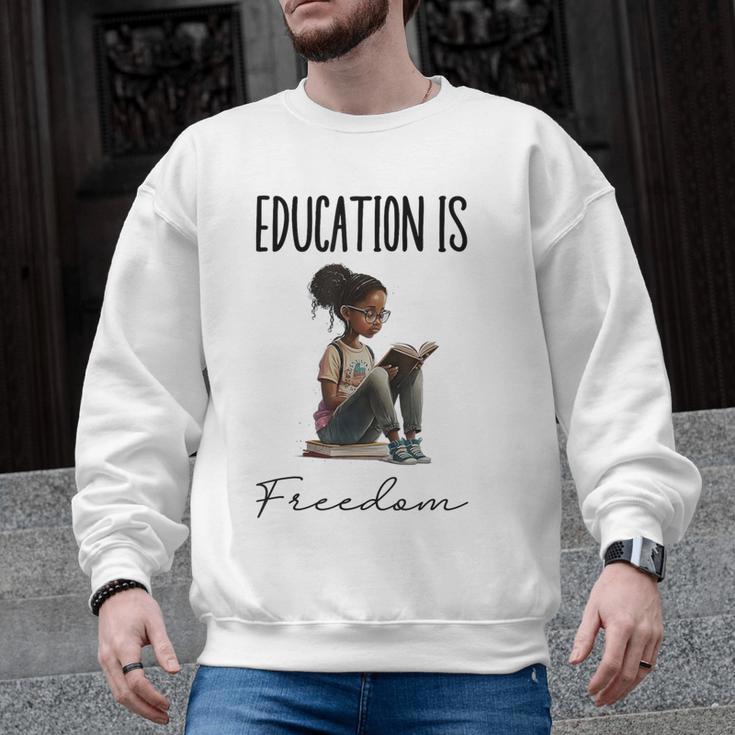 Education Is Freedom Teacher Books Black History Month Men Graphic Sweatshirt