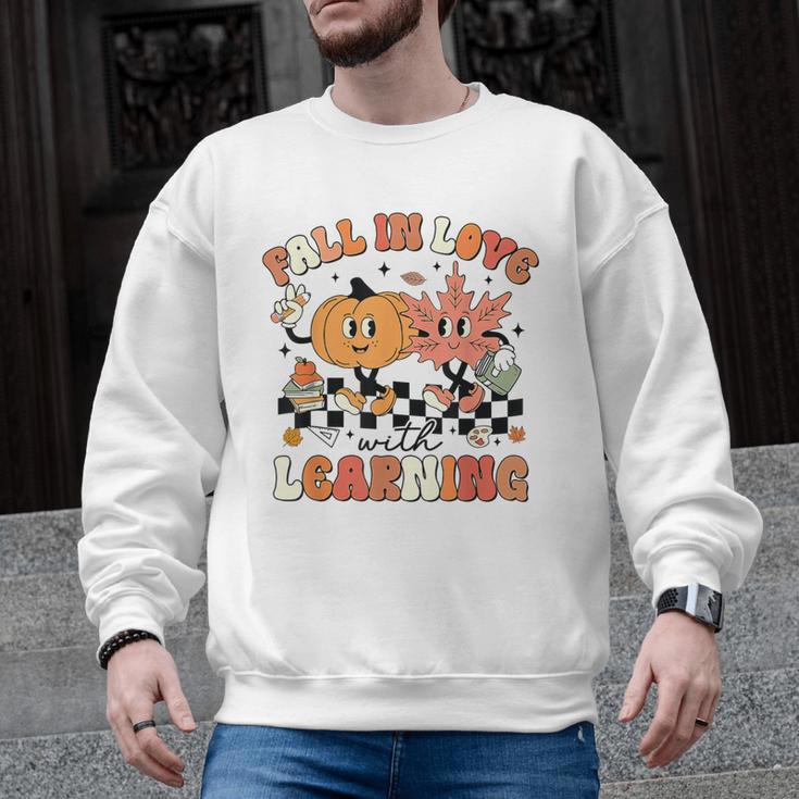 Fall In Love With Learning Teacher Retro Thanksgiving Men Graphic Sweatshirt