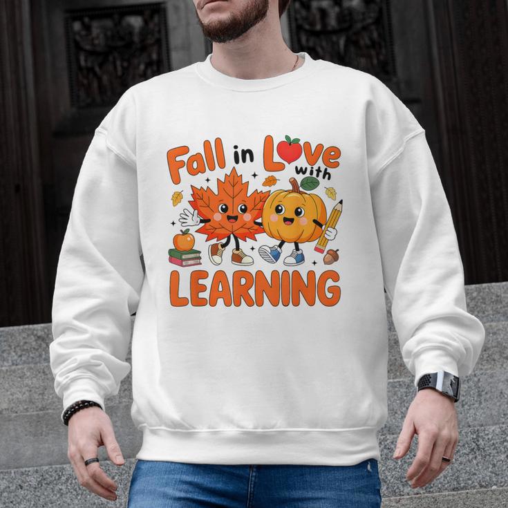Fall In Love With Learning Thanksgiving Teacher Student Kids Men Graphic Sweatshirt