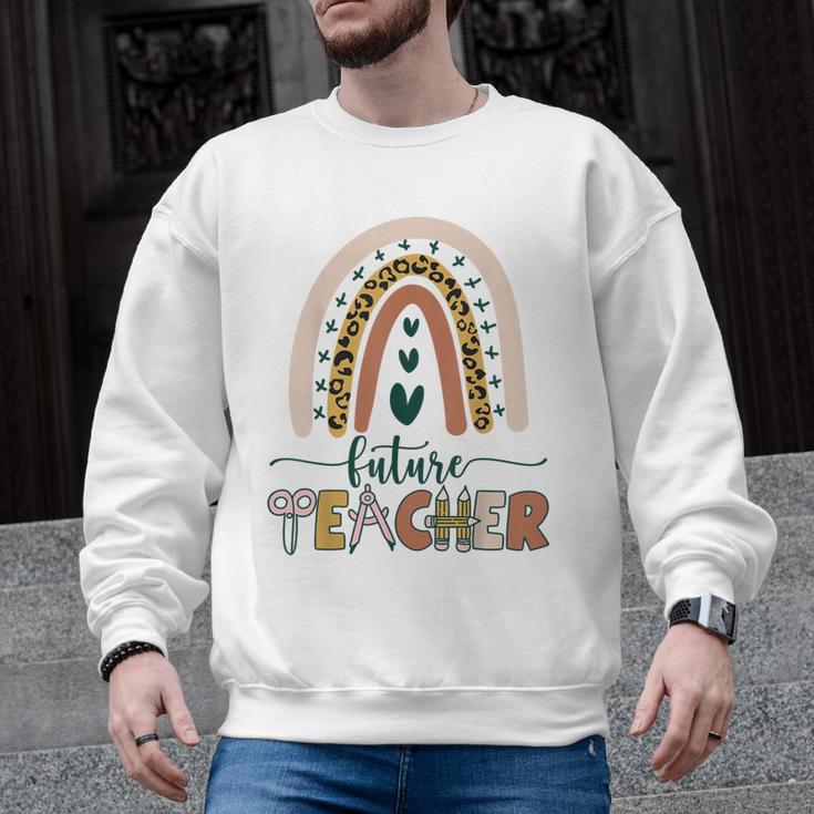 Future Teacher Boho Rainbow Leopard New Grad Student Men Graphic Sweatshirt