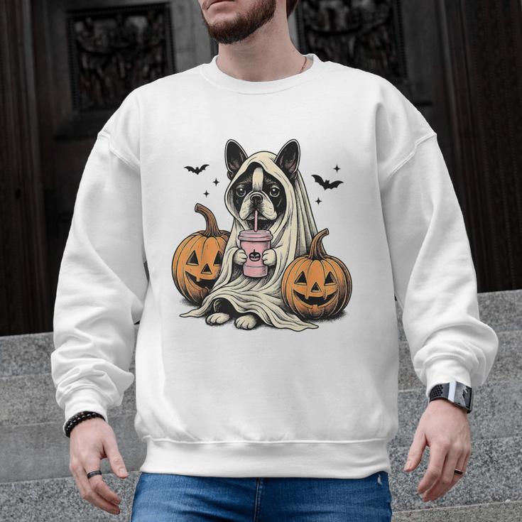 Halloween Boston Terrier Ghost Men Graphic Sweatshirt