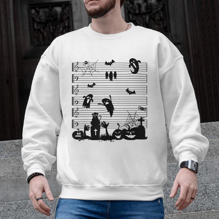 Halloween Music Note Clefs Spooky Ghost For Music Teacher Men Graphic Sweatshirt