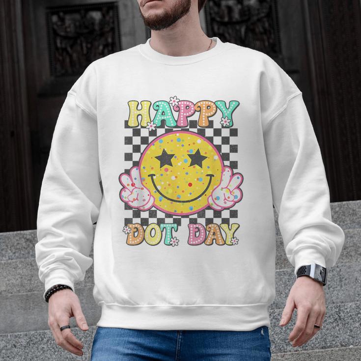 Happy Dot Day Hippie Flowers Smile Face Groovy Teacher Kids Men Graphic Sweatshirt