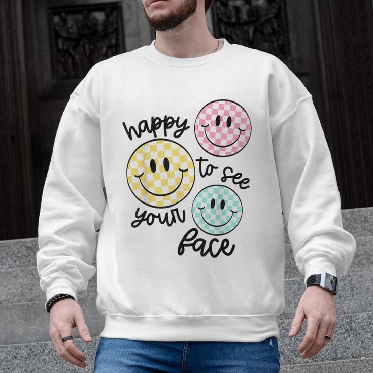 Happy To See Your Face Smile Face Teacher Back To School Men Graphic Sweatshirt