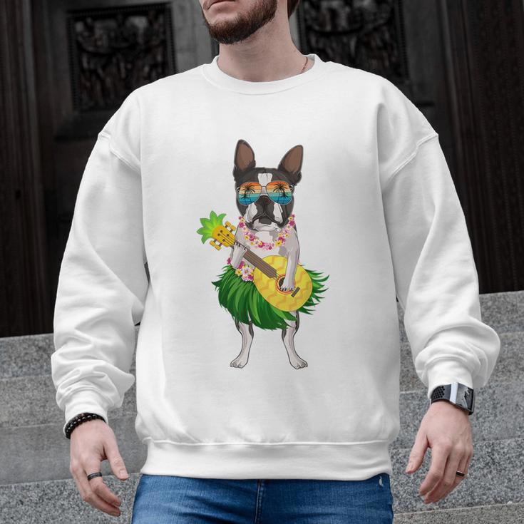 Hawaiian Boston Terrier Dog Pineapple Ukulele Summer For Men Women Girls Kids Men Graphic Sweatshirt