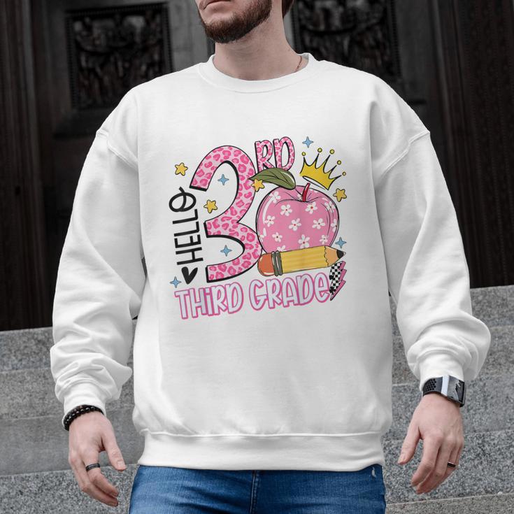 Hello 3rd Third Grade Back To School Pink Leopard Teacher Men Graphic Sweatshirt