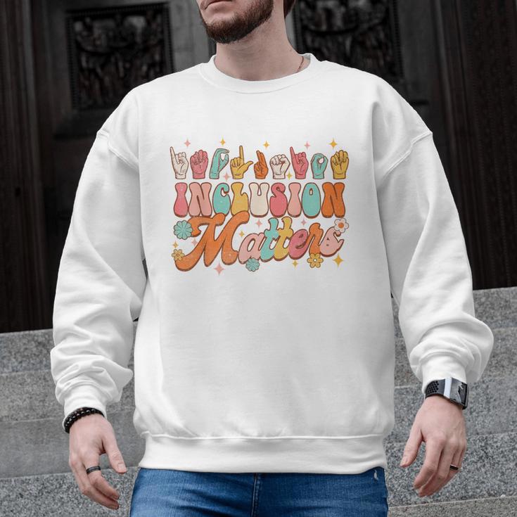 Inclusion Matters Groovy American Sign Language ASL Teacher For Men Women Men Graphic Sweatshirt