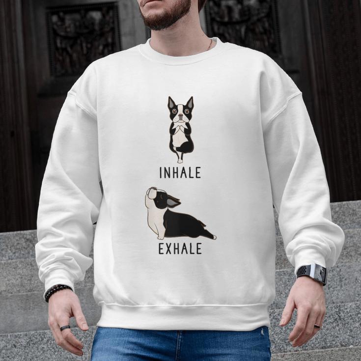 Inhale Exhale Yoga Boston Terrier Tshirt Men Graphic Sweatshirt