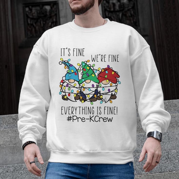 It's Fine We'Re Fine Gnome Pre-K Teacher Christmas Light For Men Women Men Graphic Sweatshirt