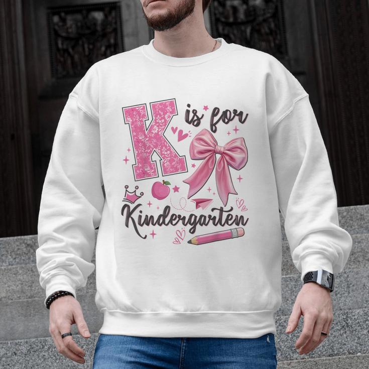 K Is For Kindergarten Teacher Coquette Bow Back To School Men Graphic Sweatshirt