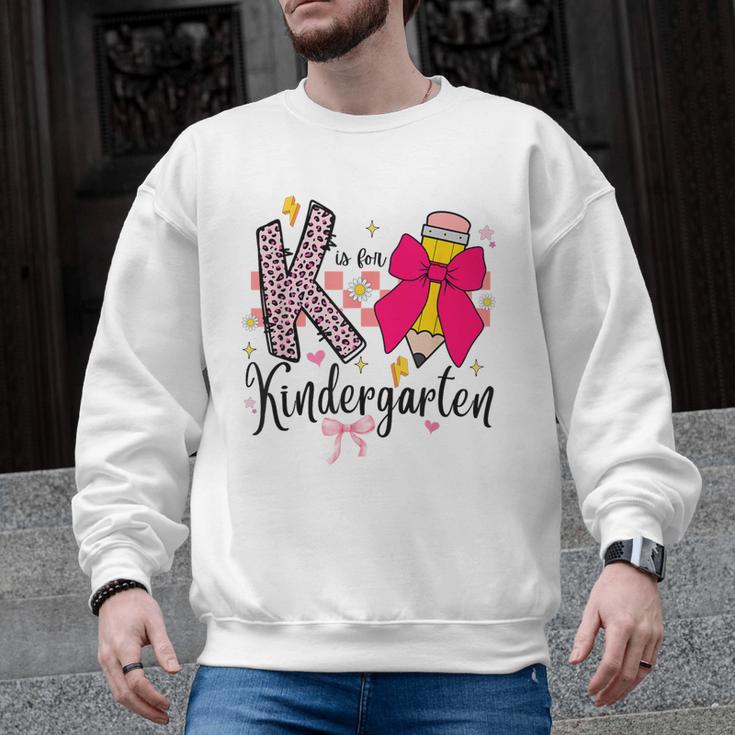 K Is For Kindergarten Teacher Coquette Bow Back To School Men Graphic Sweatshirt