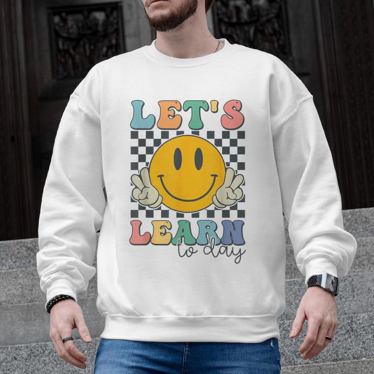 Let's Learn Today Smile Face Back To School For Teacher Kids Men Graphic Sweatshirt