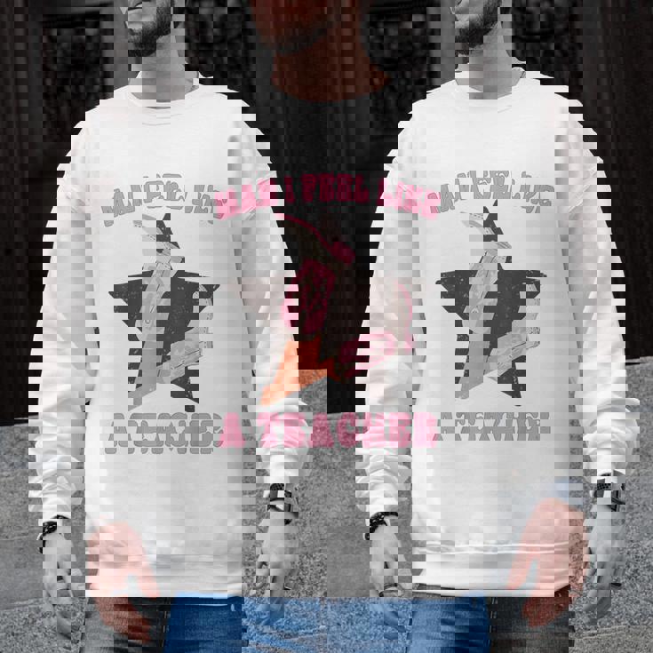 Man I Feel Like A Teacher Retro Western Country Cowgirl Men Graphic Sweatshirt